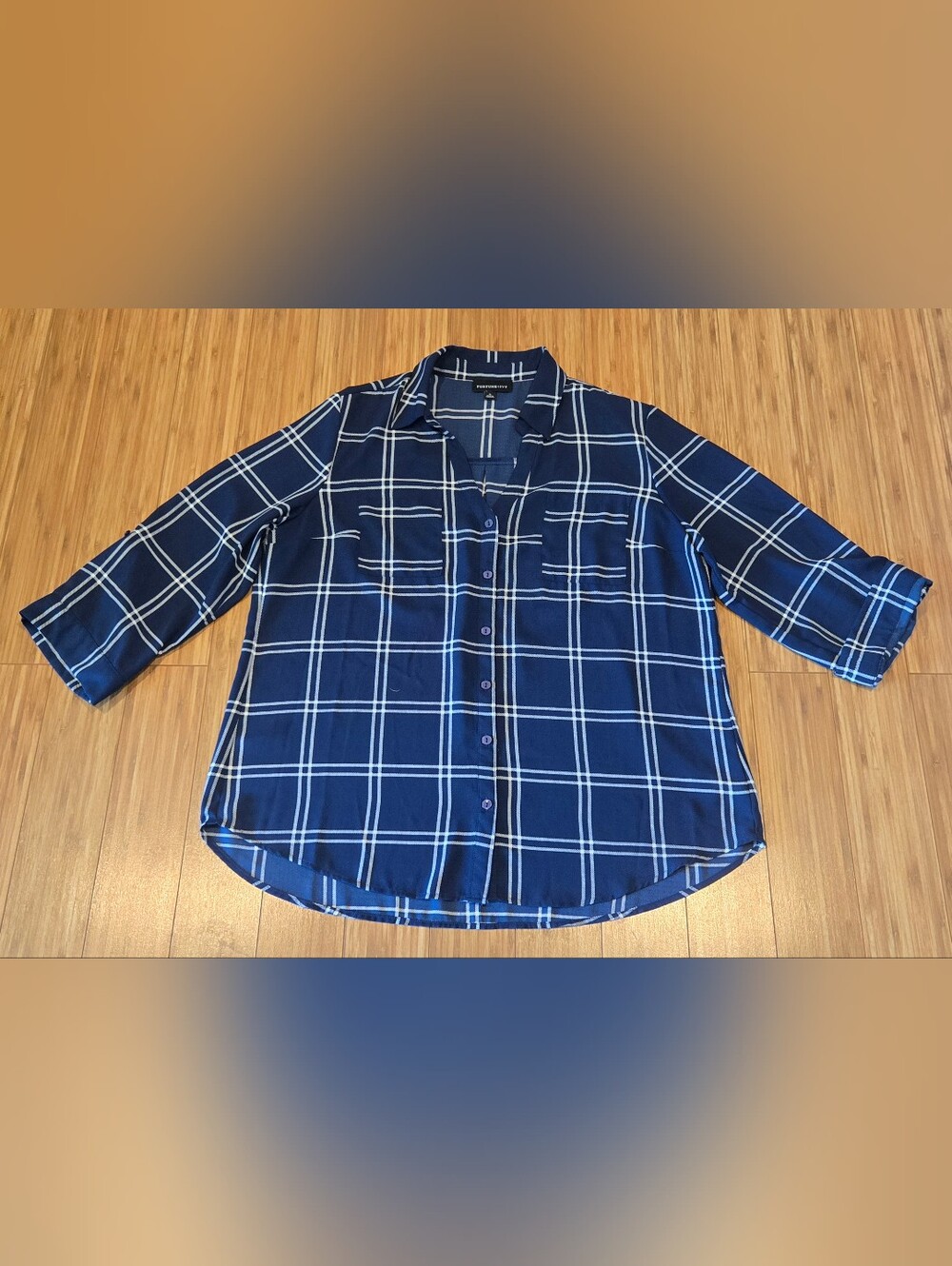 Fortune + Ivy Navy Windowpane Button-Down Shirt